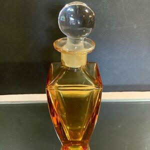 *.   Cristallerie Amber Glass Perfume Bottle with Stopper Crystal Italian #50